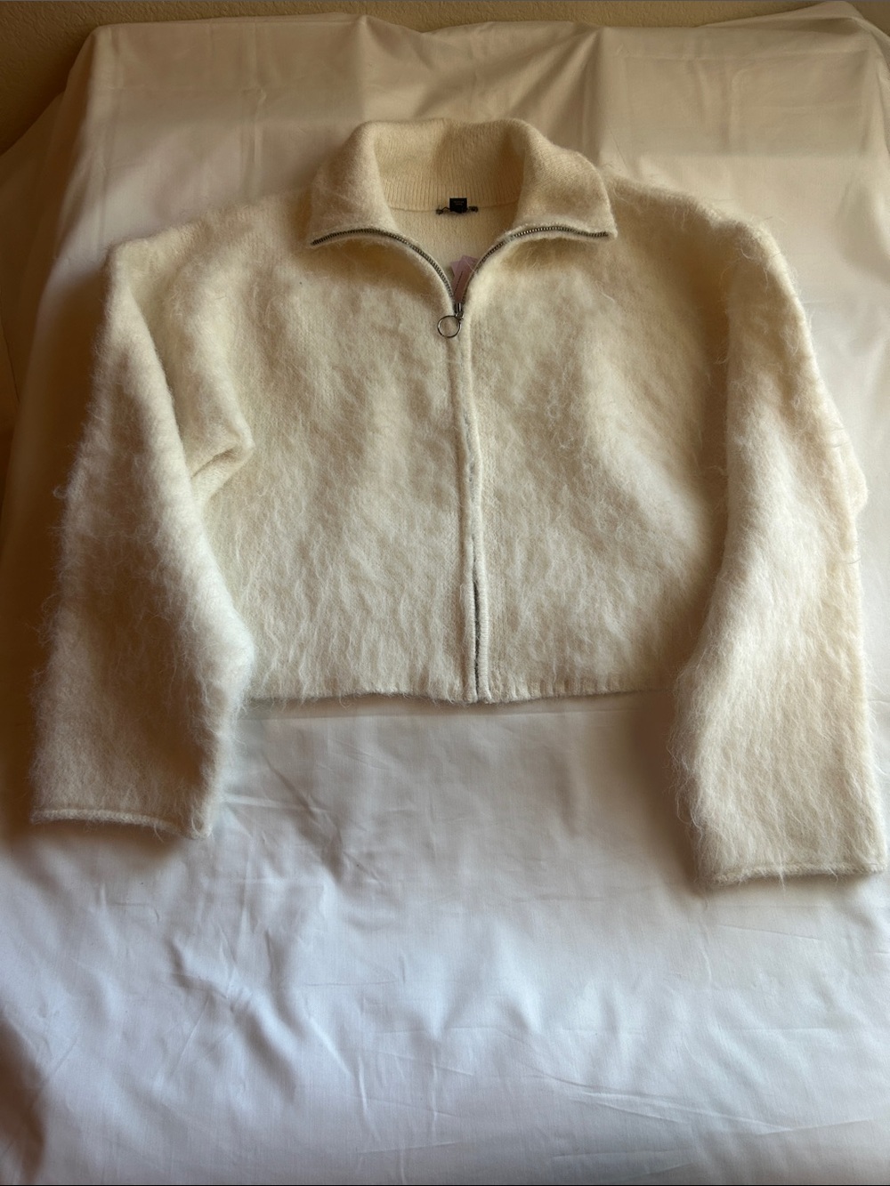 wild fable Cream Fuzzy Zip-Up Jacket